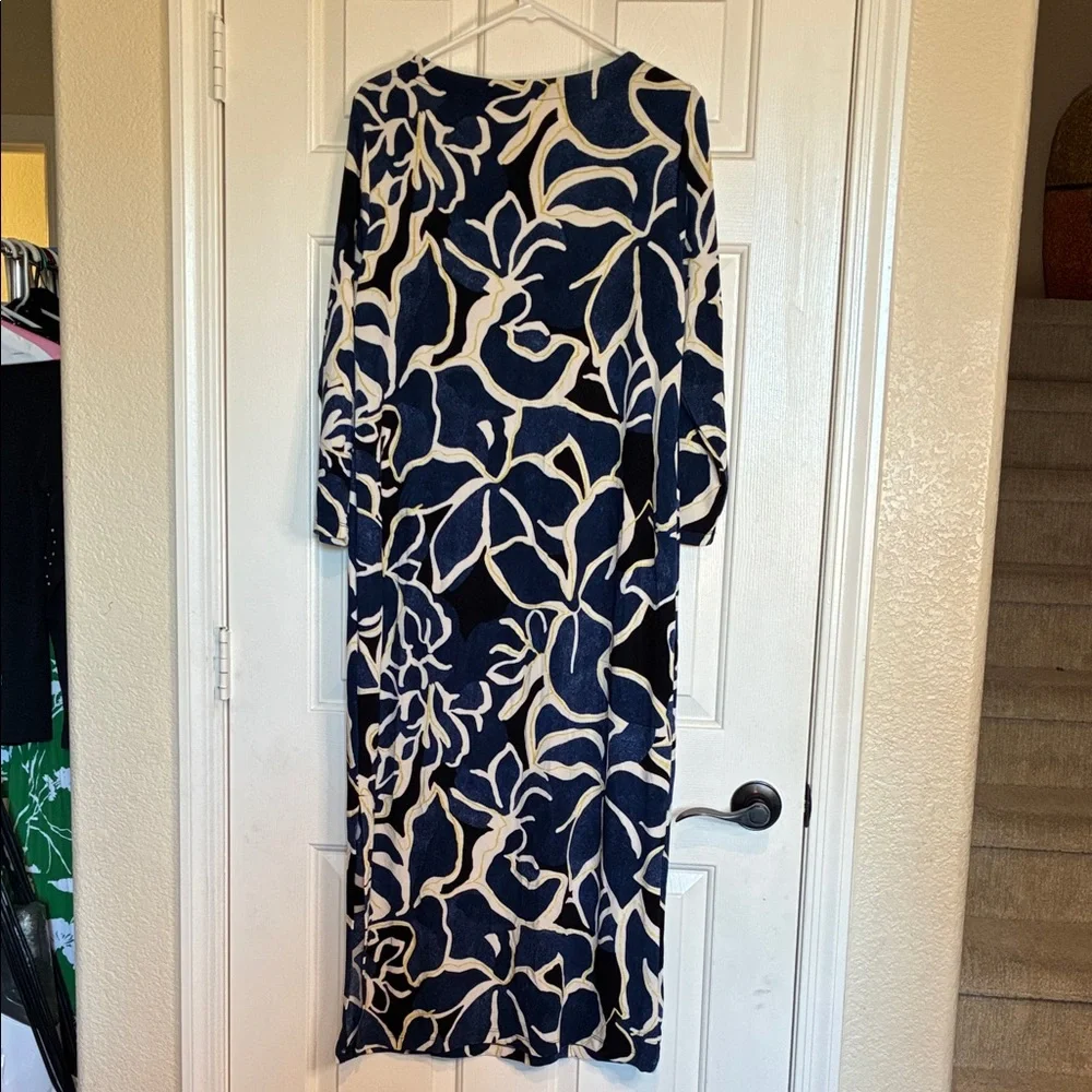 Chico's Navy and Cream Long Sleeve Dress - Picture 6 of 7